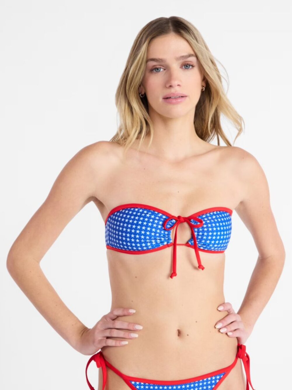 NEW No Boundaries Women's Stars and Stripes Swim Small Top & Bottom